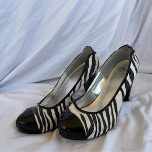 BKE Zebra Stripe Heels - Black and White